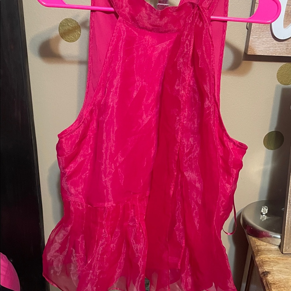 New York & Company Vibrant Pink Blouse